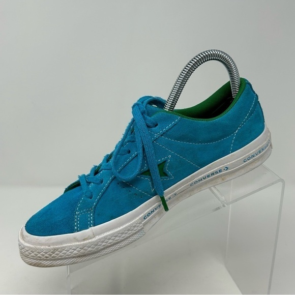 Converse One Star Bright Blue Leather Lace Up Low Top Kid's Sneakers Size 5 - Picture 5 of 12